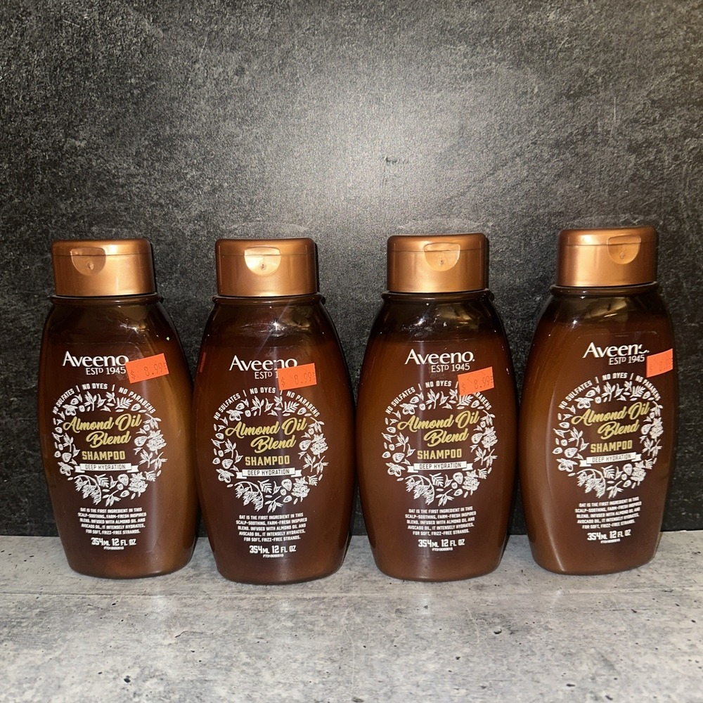 4 Lot Aveeno Almond Oil Blend Shampoo Deep Hydration 12 oz